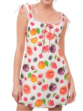 NWT Artsy Pretty Garbage Gina Fruit Dress SZ M White